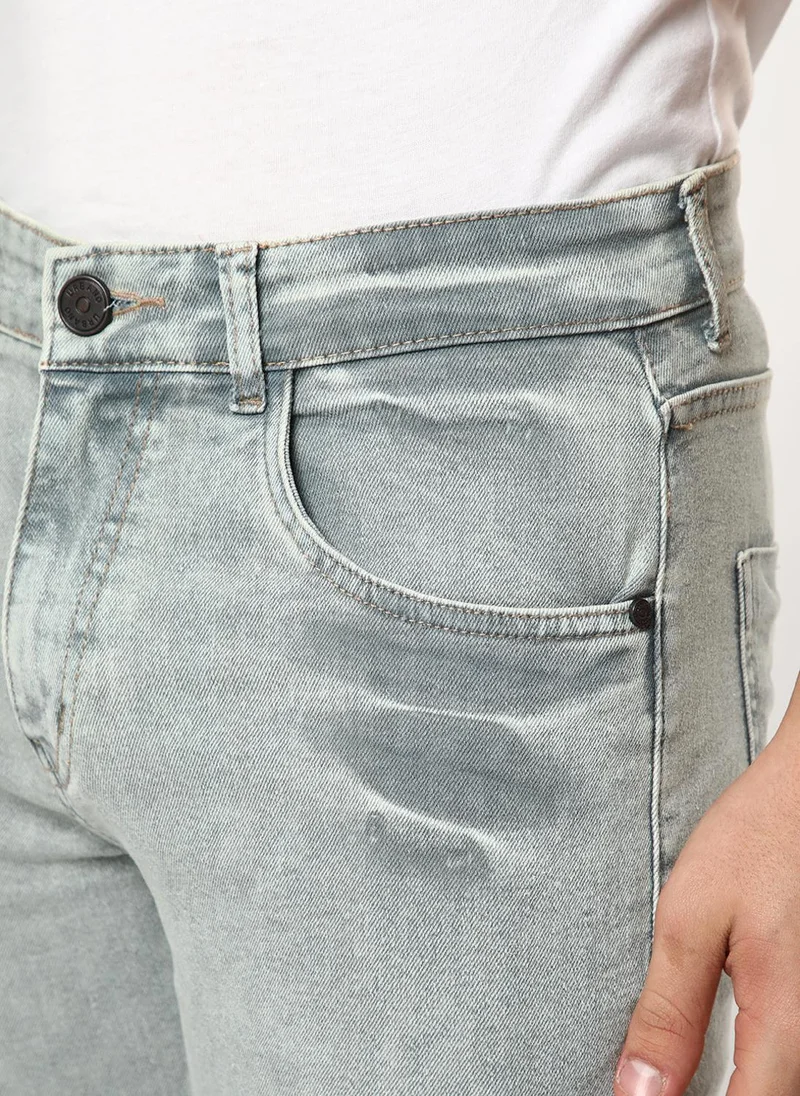 Urbano Fashion  Urbano Fashion Men's Ice Grey Regular Fit Heavy Washed Denim Jeans Stretchable for Men | Best Price UAE